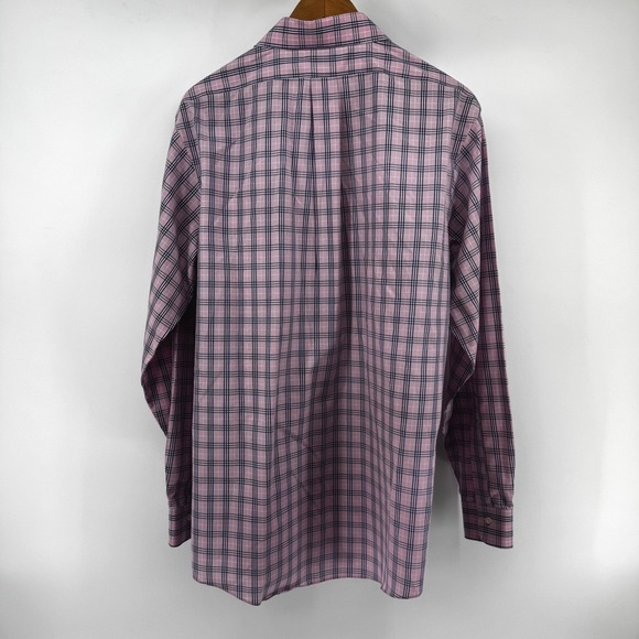 Brooks Brothers Regent Dress Shirt Mens 16.5 35 Pink Blue Plaid Non-Iron Cotton - Picture 6 of 9